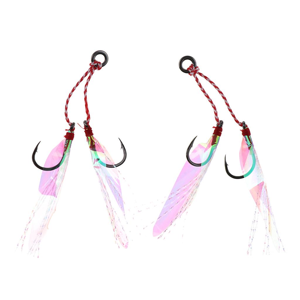 2Pcs Fishing Assist Hooks Carbon Steel Jigging Assist Fishing Hooks 10