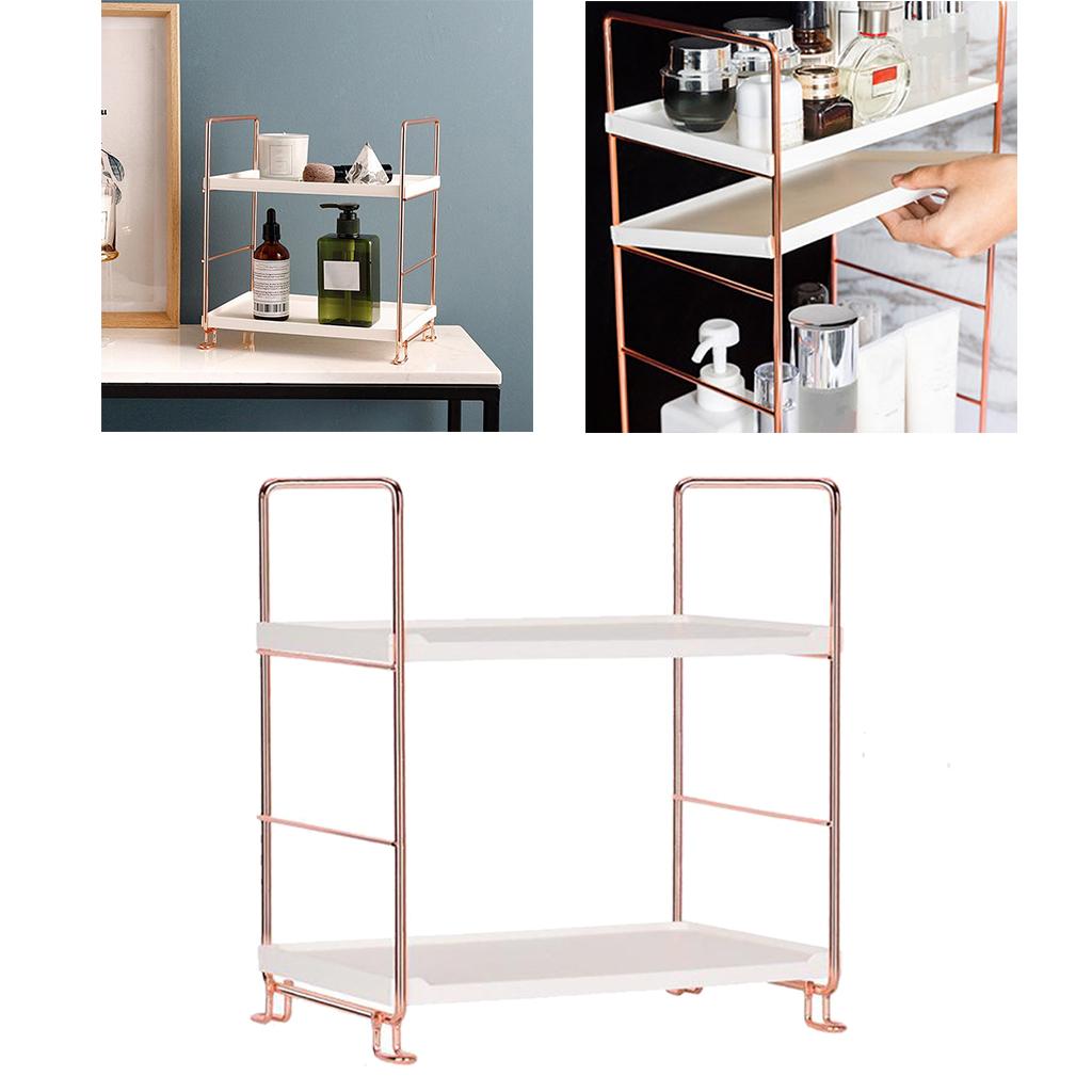 2 Tier Kitchen Spice Shelf Rack Storage Organizer Seasoning Bottle Stand Golden