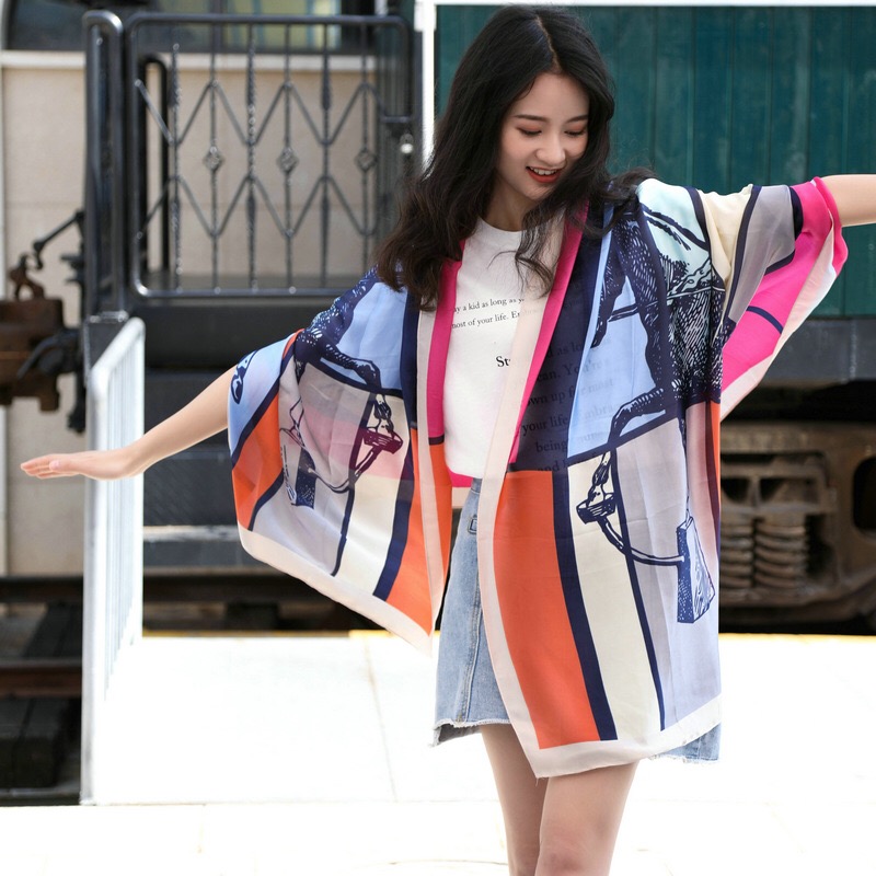 Khăn choàng lụa quàng cổ cho nữ sang trọng thanh lịch họa tiết ngựa size 180*90cm - Mã LA001