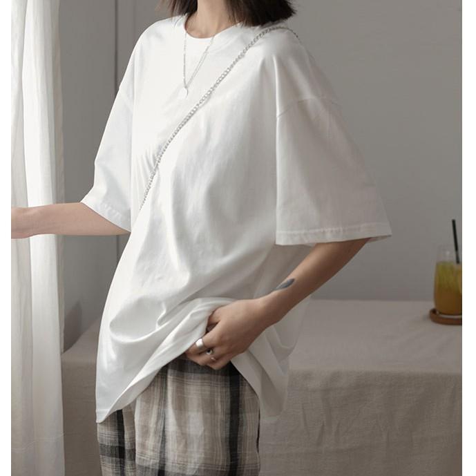 Áo thun UNISEX form rộng tay lở màu trắng / đen CRA012