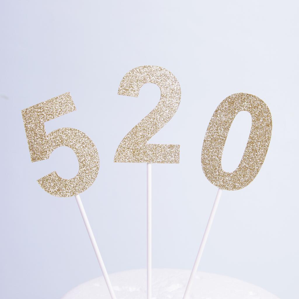Glitter 0-9Cupcake Pick Cake Topper Baby Shower Birthday Anniversary Decor
