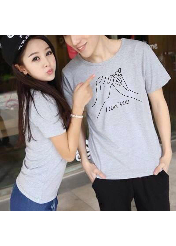 Áo Thun Đôi Tình Nhân Màu Xám In Hẹn Ước I LOVE YOU