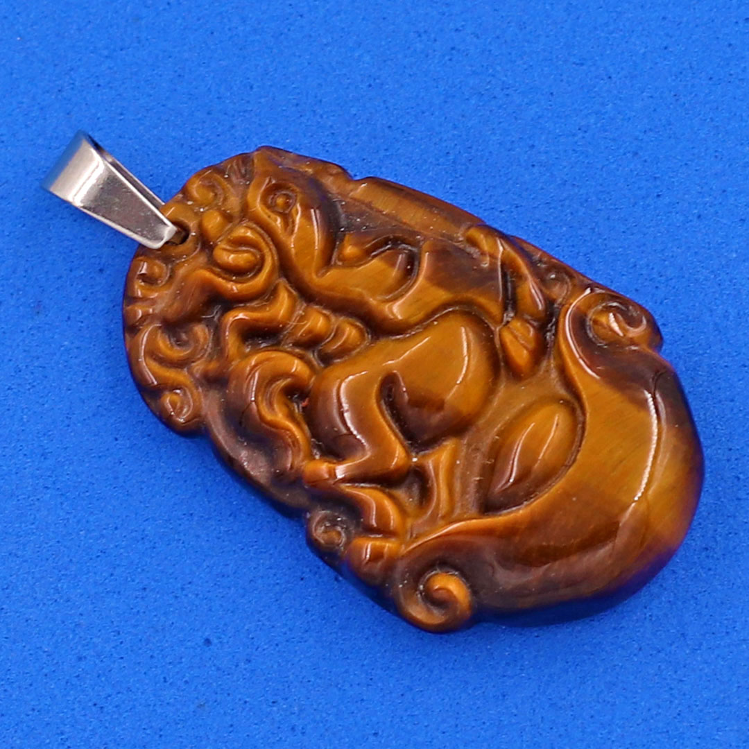 Mặt dây chuyền tuổi Ngọ đá mắt hổ 3.6cm - Mặt size nhỏ