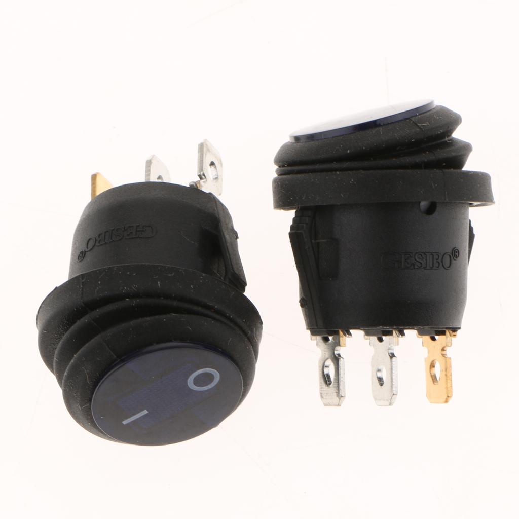 3PCS Blue LED Light 12V Car Marine Boat Round Rocker ON/OFF Toggle Switch