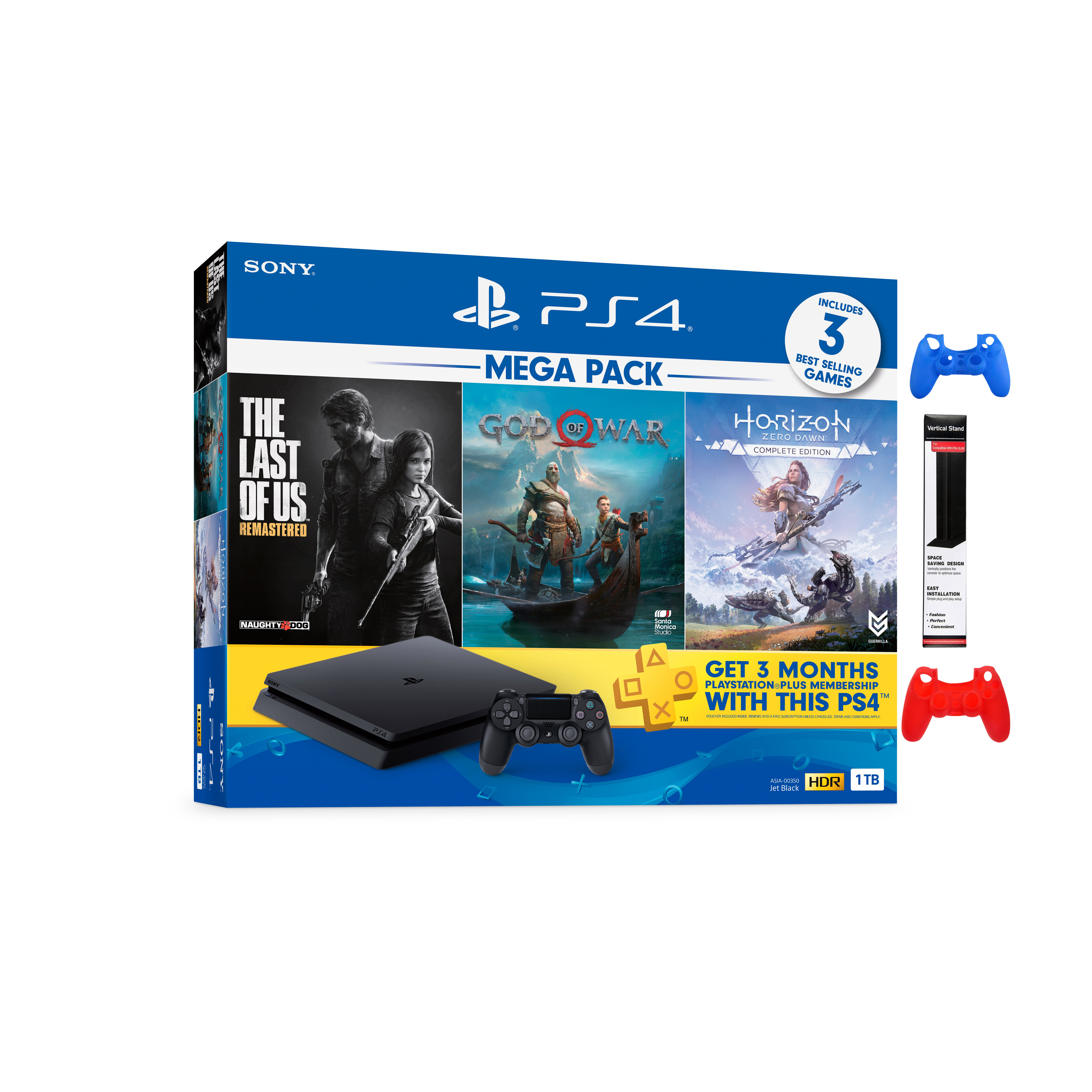 Bộ Máy Playstation 4 Slim Cuh 2218b  Mega Pack Bundle ( 3 Game+ Balo) Tặng Đế Đứng &amp;Bao Silicon- Hàng Chính Hãng