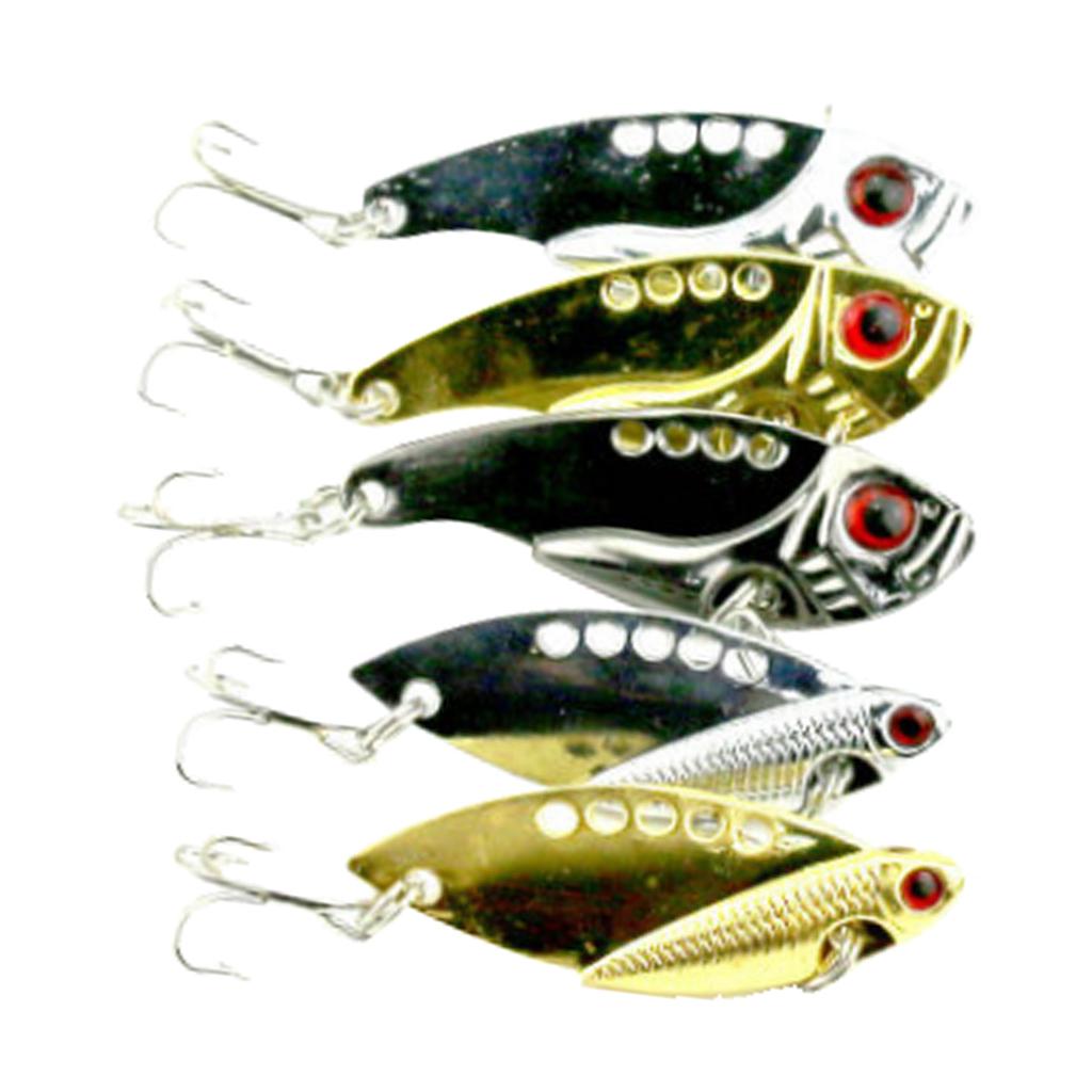 5 Pieces Mixed Colors VIB Spoon Fishing Hard Lure Bass Crank Bait Vibration Fishing Tackle Tools Artificial Bait