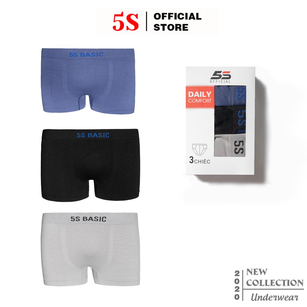 Quần Lót Nam Boxer 5S (4 màu) Cạp Dệt Không Đường May, Vải Mềm Mát, Co Giãn, Kháng Khuẩn Tốt (SIP21011BOX)