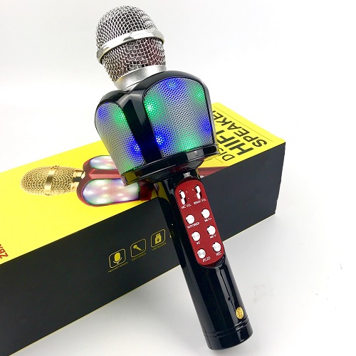 Mic Karaoke Bluetooth Không Dây GUTEK ZBX918 Có Đèn Led Cảm Ứng Theo Nhạc, Âm Thanh Hay (Cắm Usb, Thẻ Nhớ, 3.5) - Hàng chính hãng