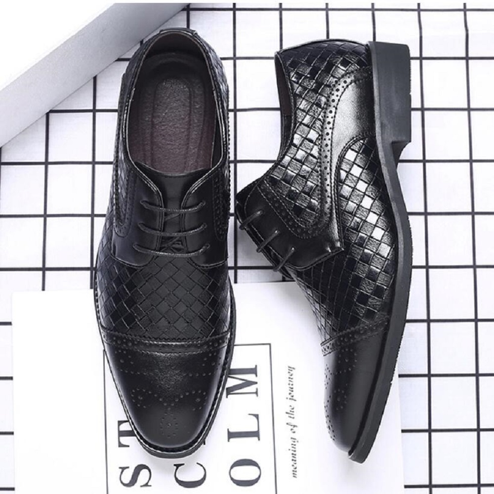 Formal business leather shoes fashion single shoes lace up wear-resistant men's leather shoes