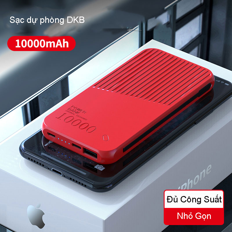 Sạc Dự Phòng DKB CC10 - Dung Lượng 10000mAh - Tích Hợp 3 Đầu Dây Sạc - Hỗ Trợ Sạc Nhanh 2.1A - Phiên Bản Mới - Hàng Chính Hãng