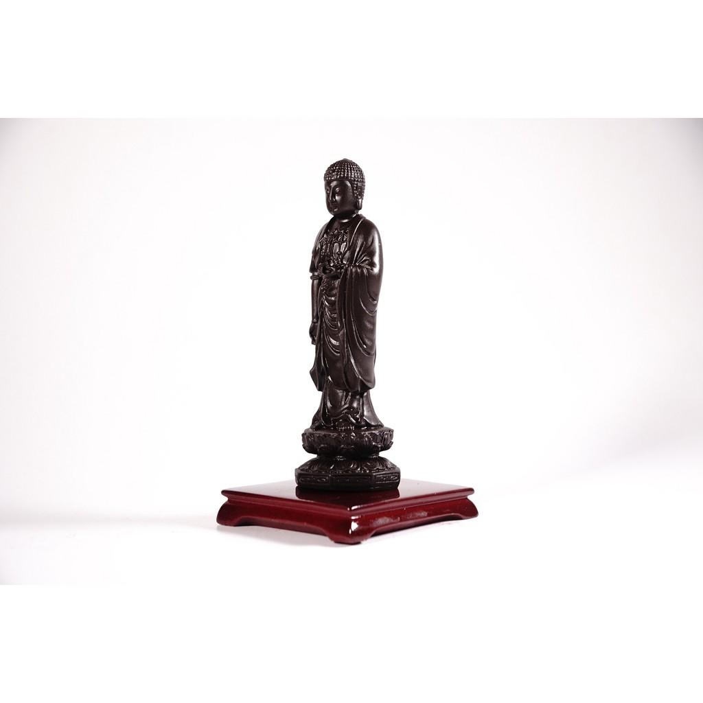 Tượng phật A Di Đà đứng có đế nâu đất - Cao 13cm