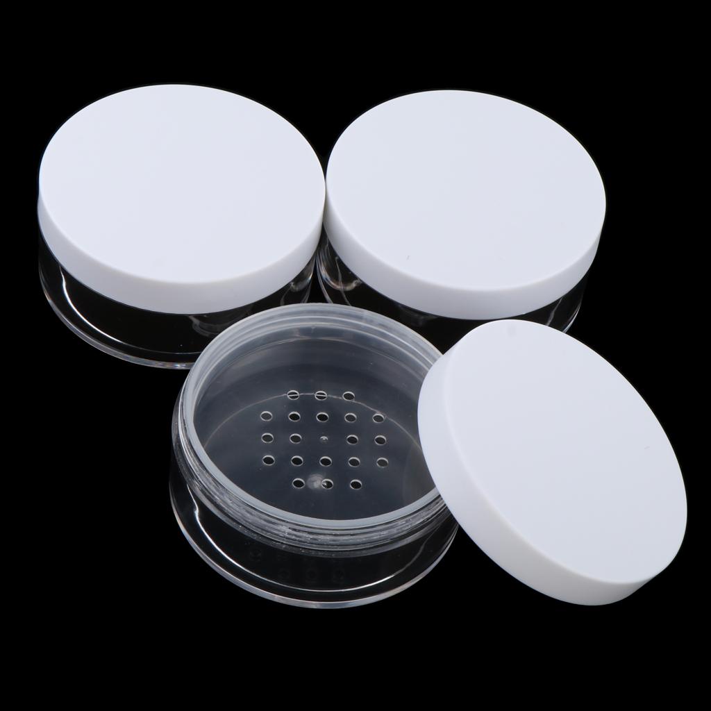 3x Loose Powder Container Powder Puff Case Powder Makeup Storage Jars White