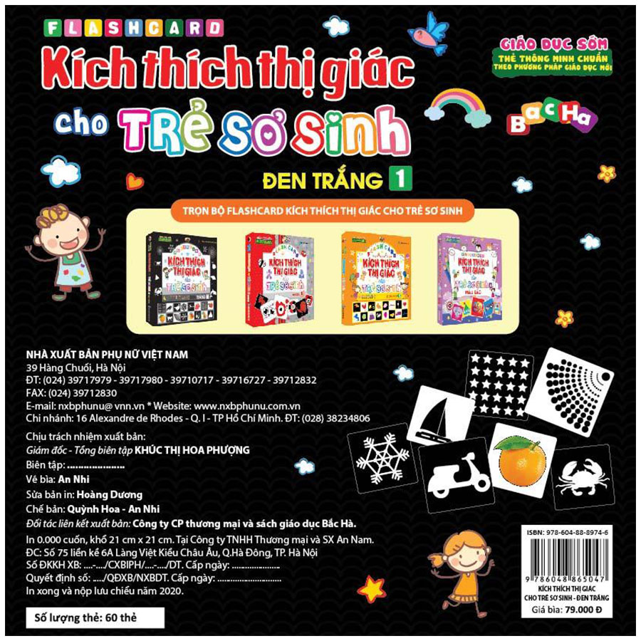 Flashcard Kích Thích Thị Giác Cho Trẻ Sơ Sinh 1 Đen Trắng (60 Thẻ Dán Tường)