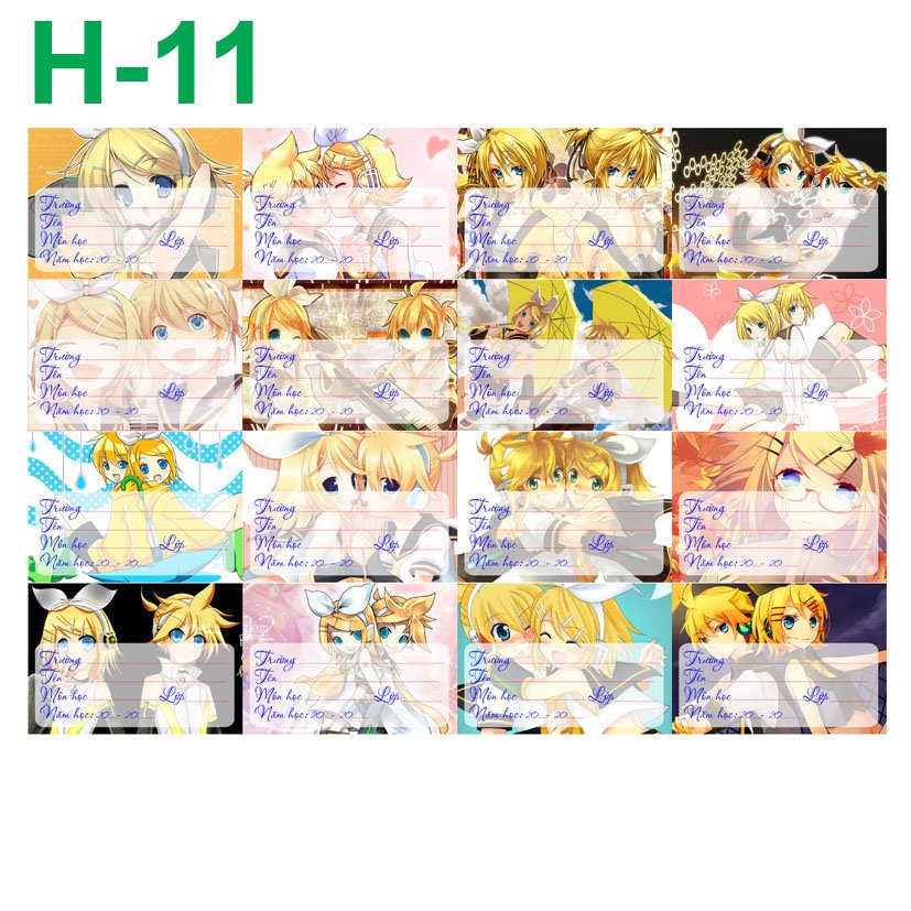 Nhãn vở set 32 nhãn vở Kagamine Rin/Len