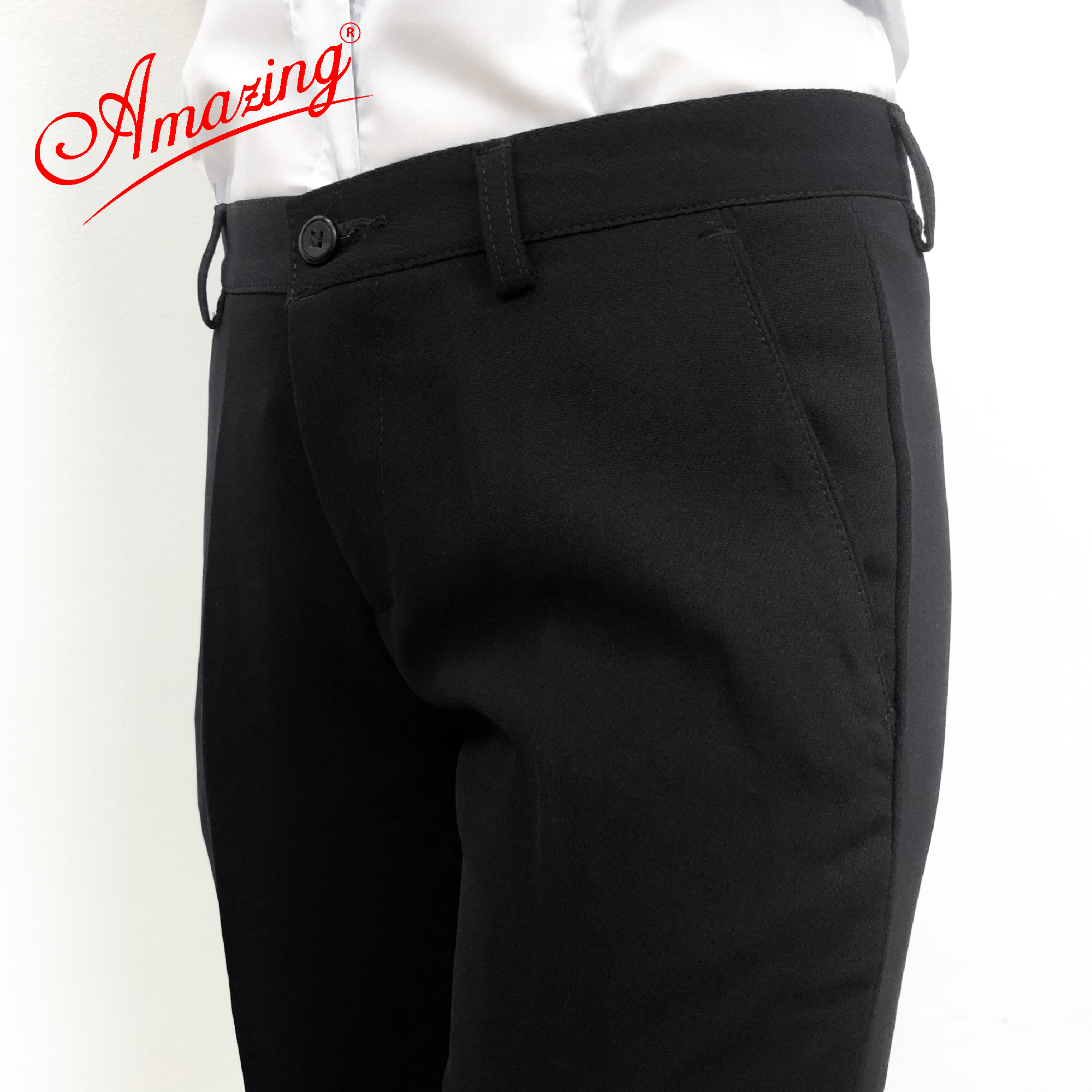 Quần tây nữ màu xanh đen Amazing lưng vừa, 1 nút, dáng suông, ống đứng, chất liệu tuyết mưa dày, mềm, không nhăn