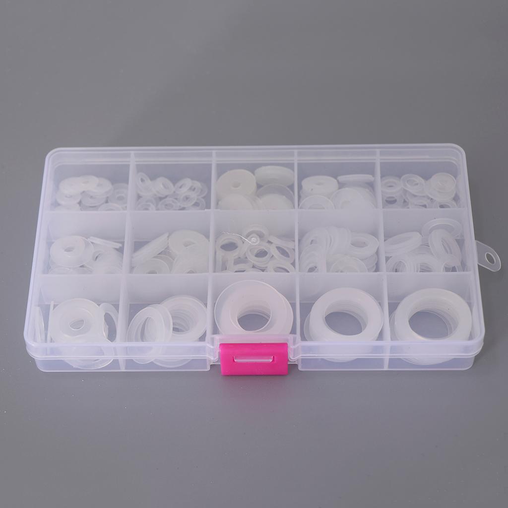 250 Chiếc Nylon Trắng O Vòng Máy Giặt Hải Cẩu Vòng Đệm Assortment Bộ Cho Xe Thuyền