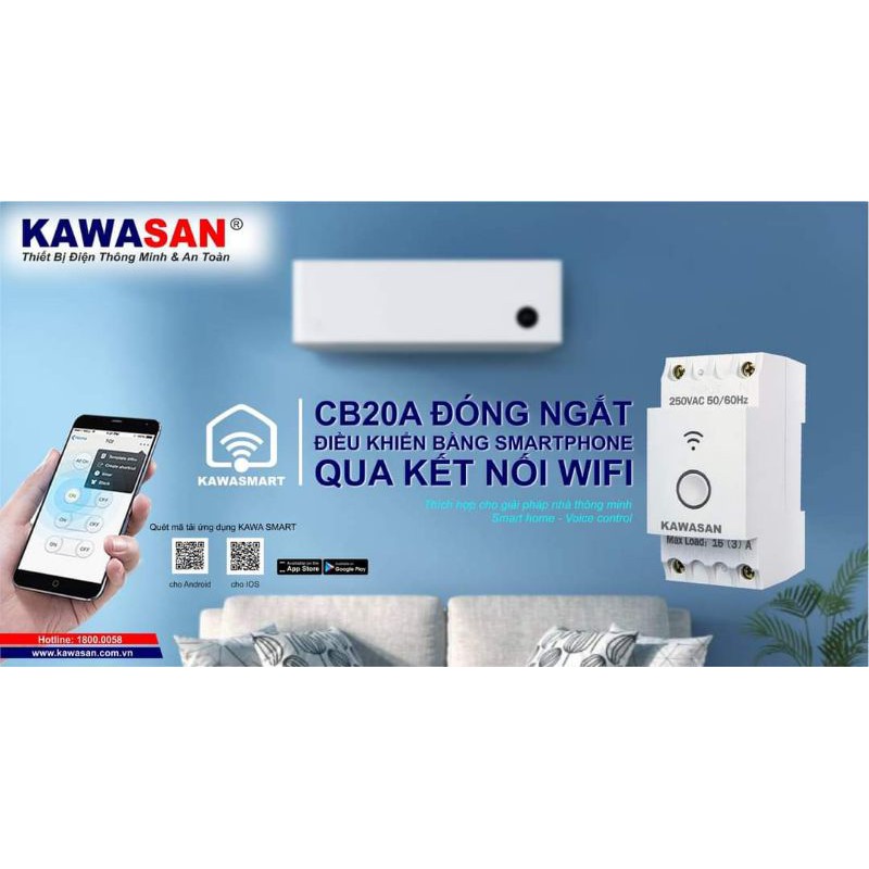 CÔNG TẮC THÔNG MINH THANH RAY KAWASAN - CB02A WIFI ( HÀNG CHÍNH HÃNG)