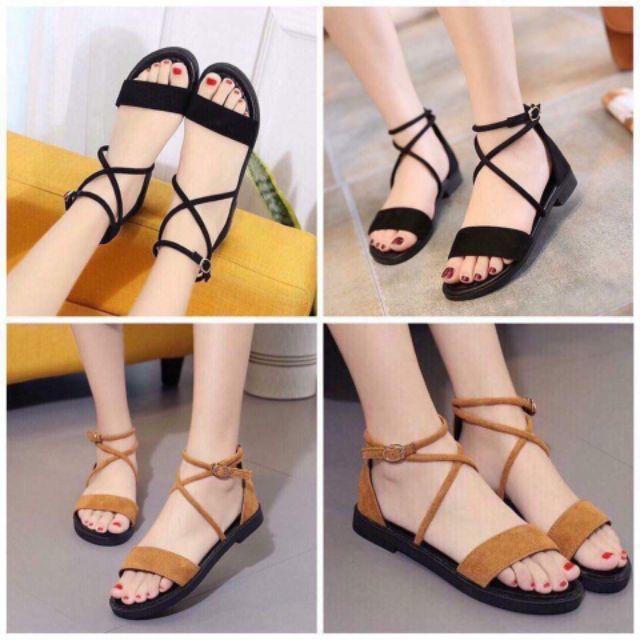 Sandal quai ngang dây chéo nữ đi học - SM06