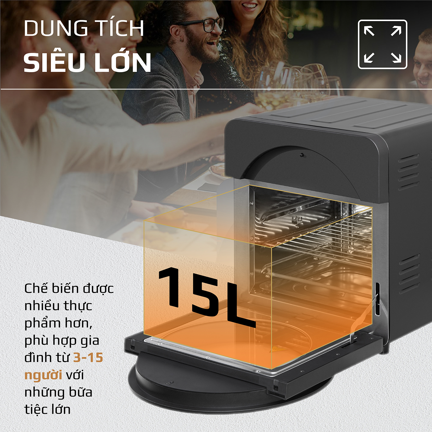 Nồi Chiên Không Dầu OLIVO AF15 [Hàng Chính Hãng] 16 Chức Năng - Dung Tích 15L - Công Suất 2000W - Thương Hiệu Mỹ