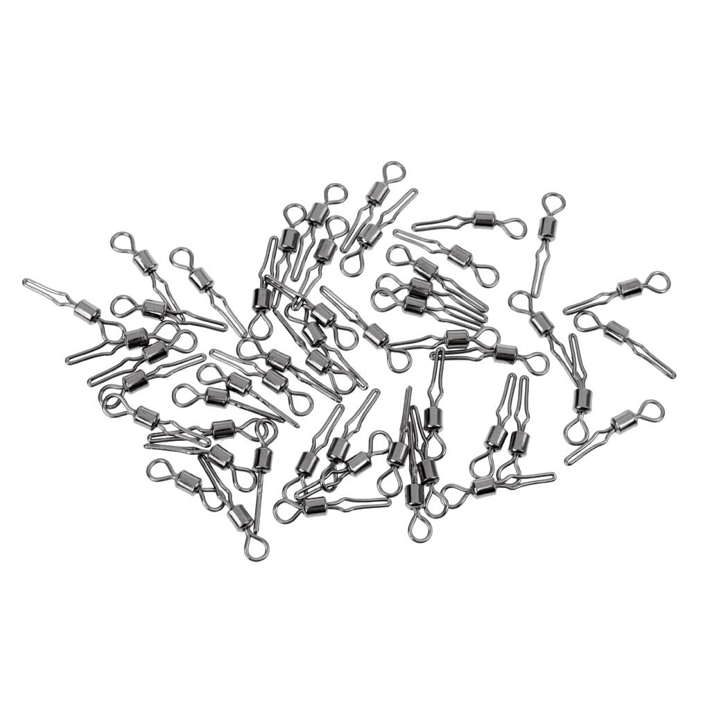 50 Pieces Swivel with Side Line Clip Fishing Tackle Fishing Connector