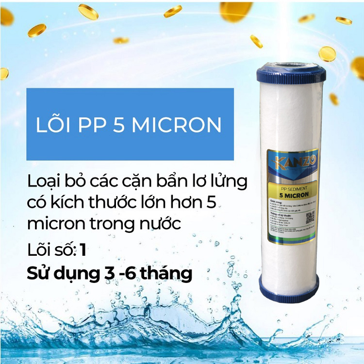 Lõi Lọc Nước Số 1 Kanzo - PP5 Micron - Hàng Chính Hãng