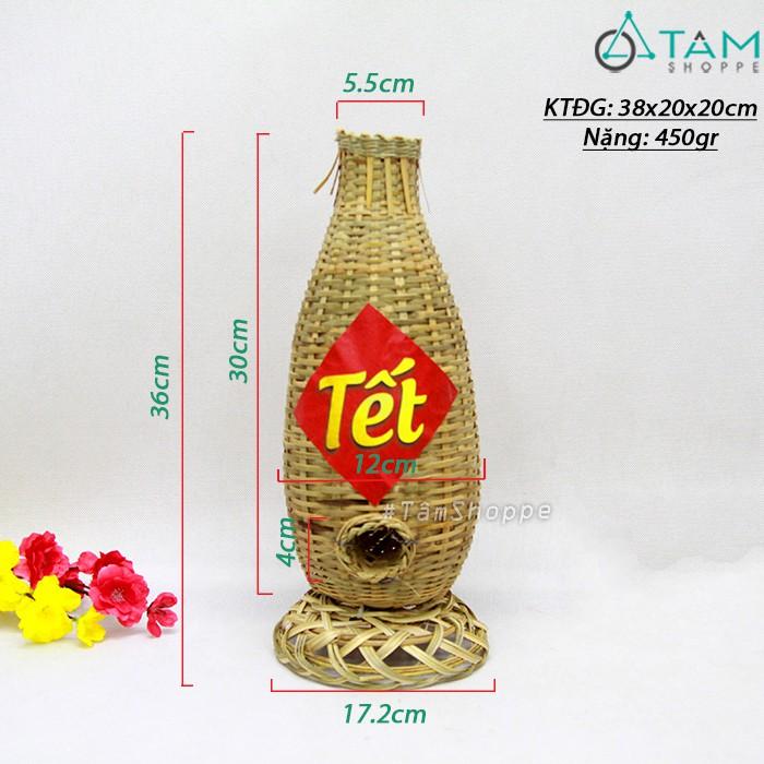 Lọ hoa Tết bằng tre handmade Lợp bắt cá C36cm MTL-LHOA-60