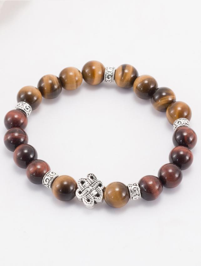 Vòng Đá Thạch Anh Mắt Hổ Phối Charm Bạc