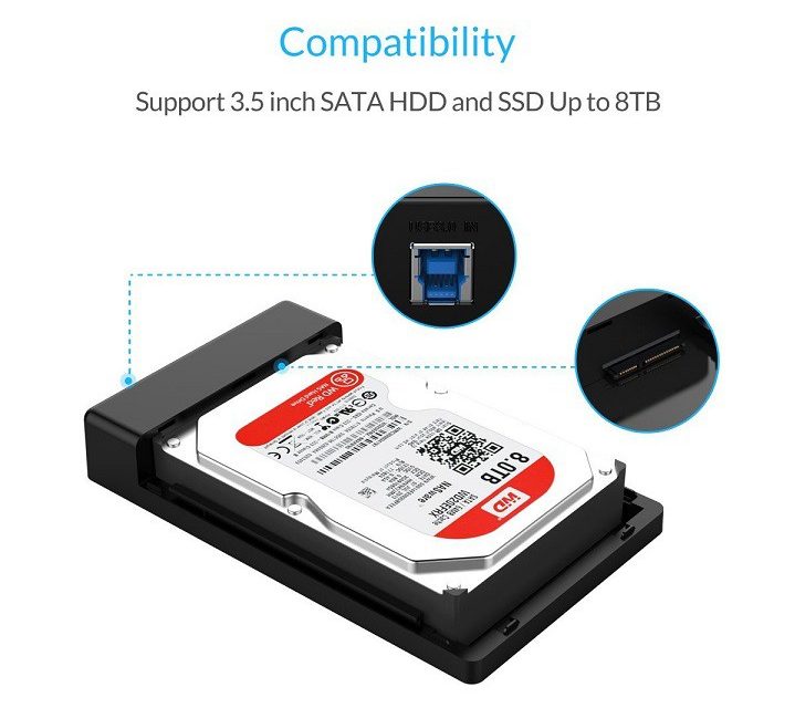 Hộp Ổ Cứng 3.5 Và 2.5 SATA 3 USB 3.0 USB ORICO 3588US3 - Hàng Nhập Khẩu