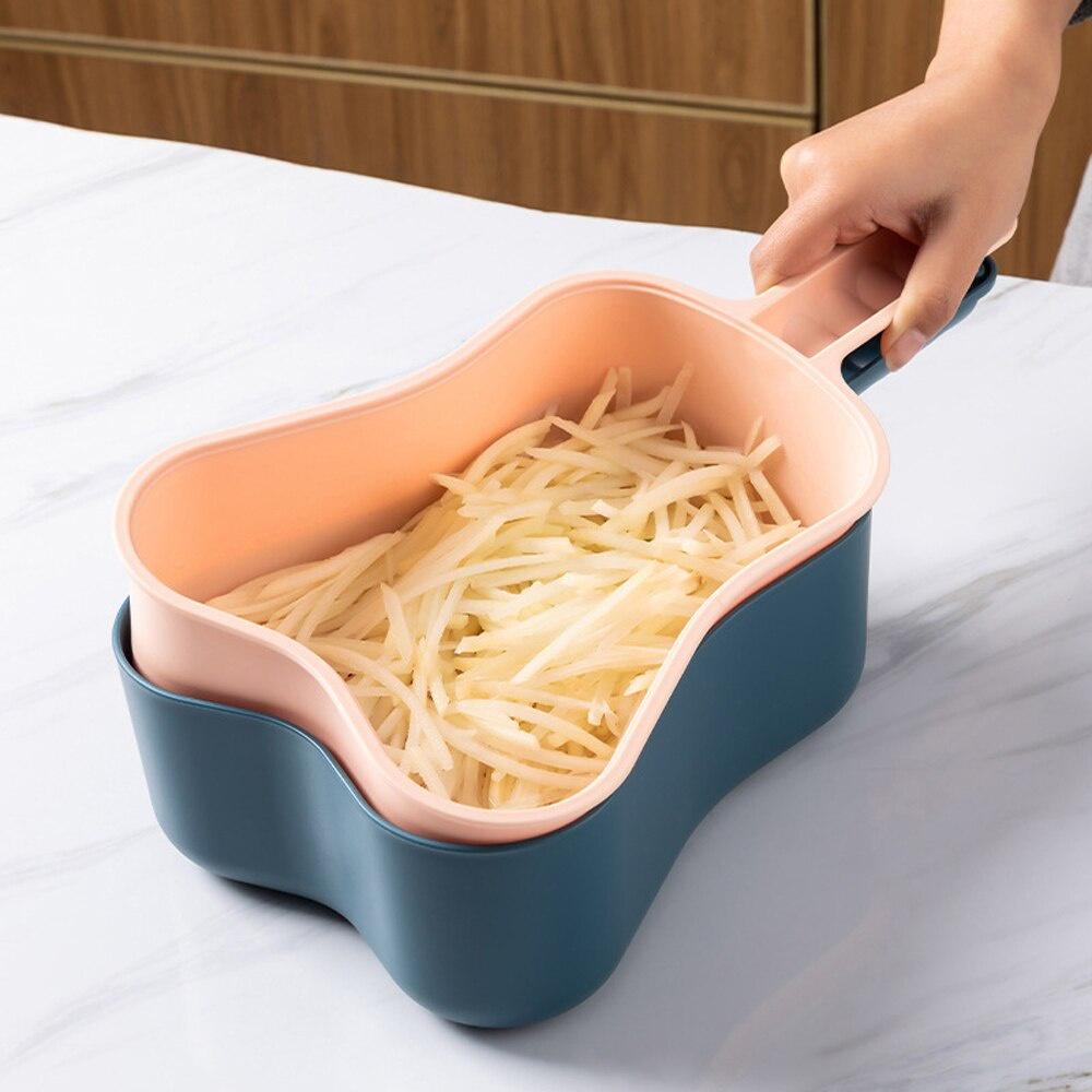 Stainless Steel Multi-function Vegetable Peeler Kitchen Tools Cutter Fruit Potato Carrot Grater Strainer Drain Basket Gadget