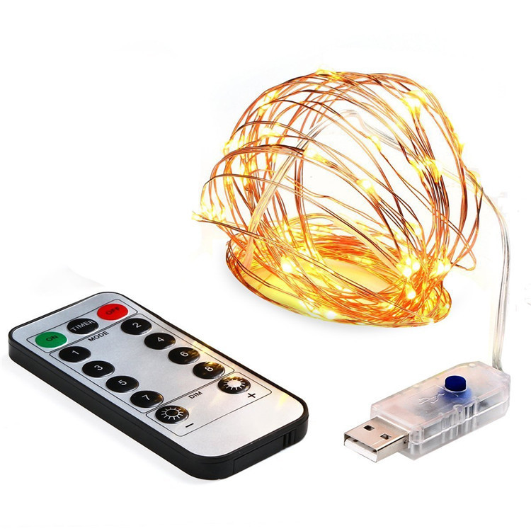 Đèn led đom đóm DEHA trang trí 10 mét đầu cắm USB kèm điều khiển 8 chế độ nháy