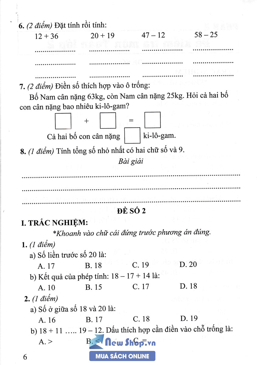 Bộ Đề Kiểm Tra Môn Toán Lớp 2 (Bám Sát SGK Kết Nối Tri Thức Với Cuộc Sống)