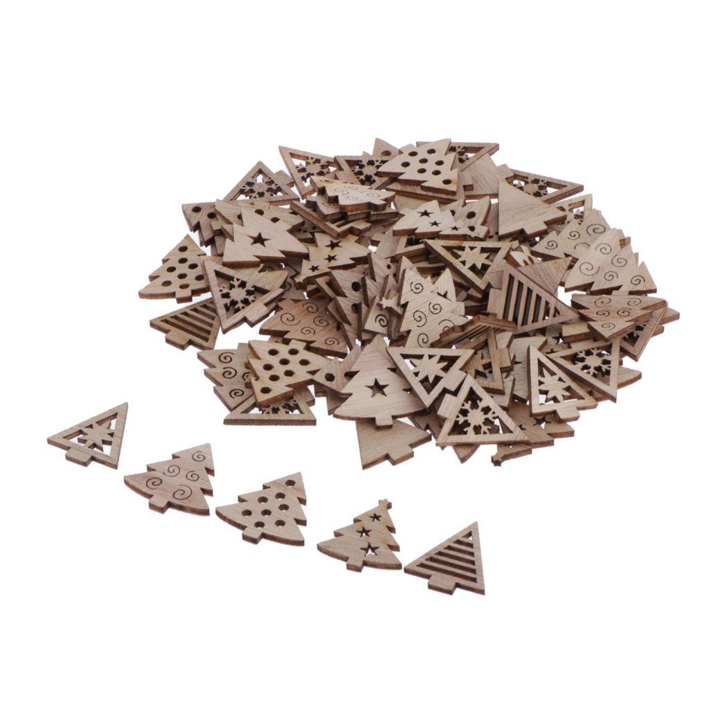 100pcs Gỗ Tự Nhiên Cây Giáng Sinh Thủ Công DIY Bằng Gỗ Tôn Dáng Quyến Rũ