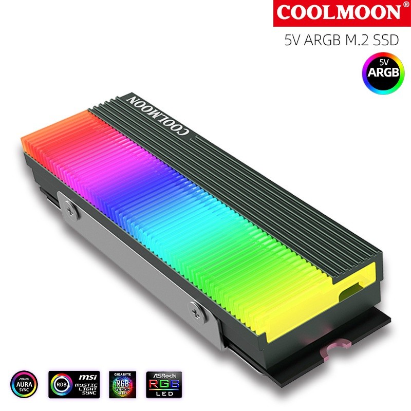 Tản Nhiệt  Led RGB Coolmoon CM-M73S cho ổ cứng SSD M2 2280 - hàngnhập khẩu