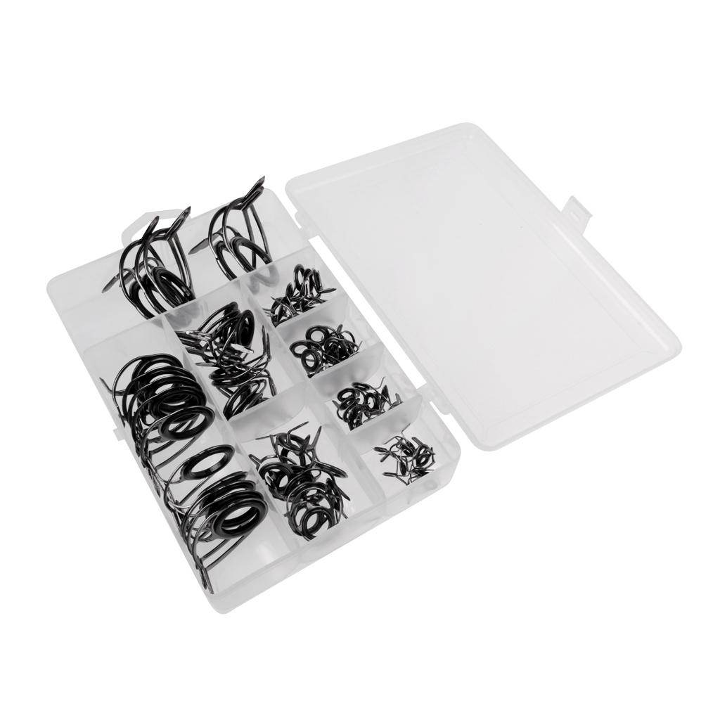 75Pcs Mixed Size Fishing Rod Rings Tip   Pole Repair Kit Line Guides Eyes