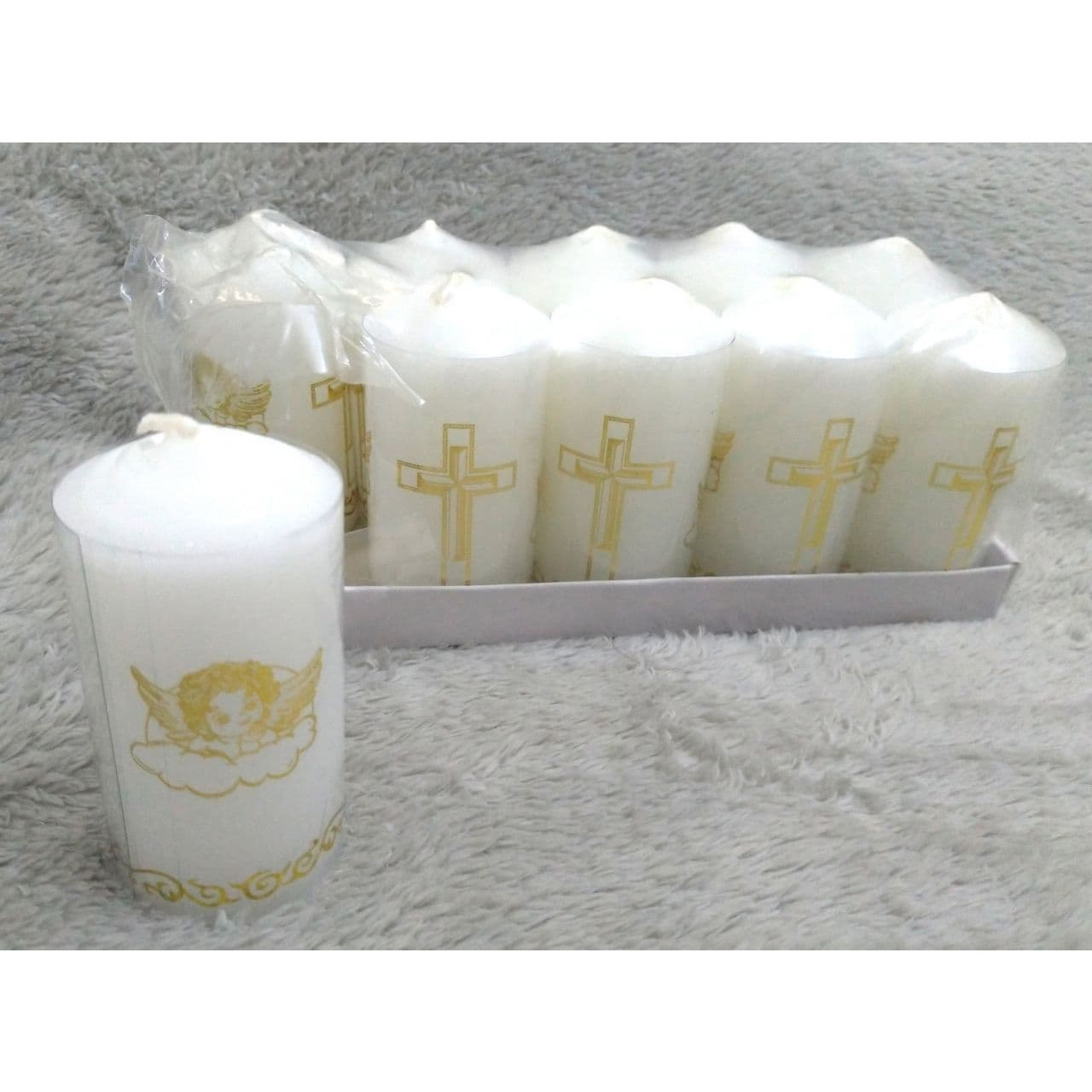 Nến trụ trắng không mùi cao 7.5cm
