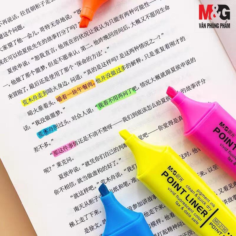 Bút dạ quang highlight M&G-màu xanh dương/xanh lá/vàng chanh/hồng/cam/tím-AHM21572B1-MG2150E-1 cây
