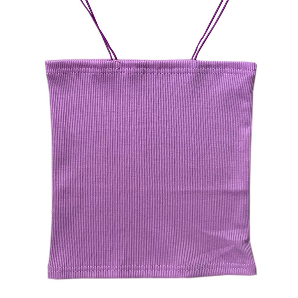 Áo hai dây áo hai dây sợi bún croptop CRA019 chất bo gân màu TÍM/ĐEN/TRẮNG