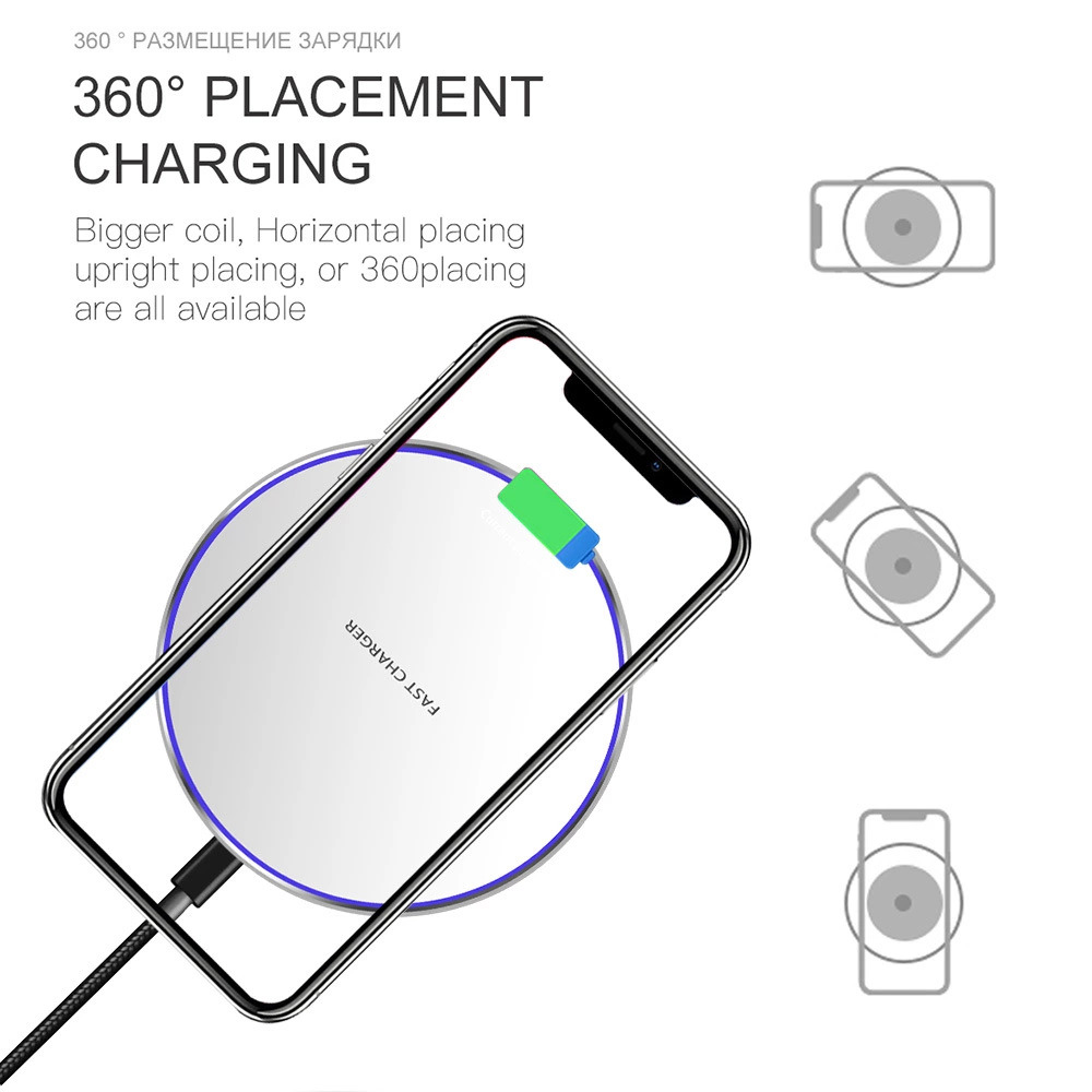 Sạc Nhanh Không Dây 15W CAPARIES CPRV01-Qi , Wireless Quick Charge, chuẩn Qi Apple cho Iphone, Samsung, Vivo, Oppo, Xioami, Huawei, Vsmart - Chính Hãng