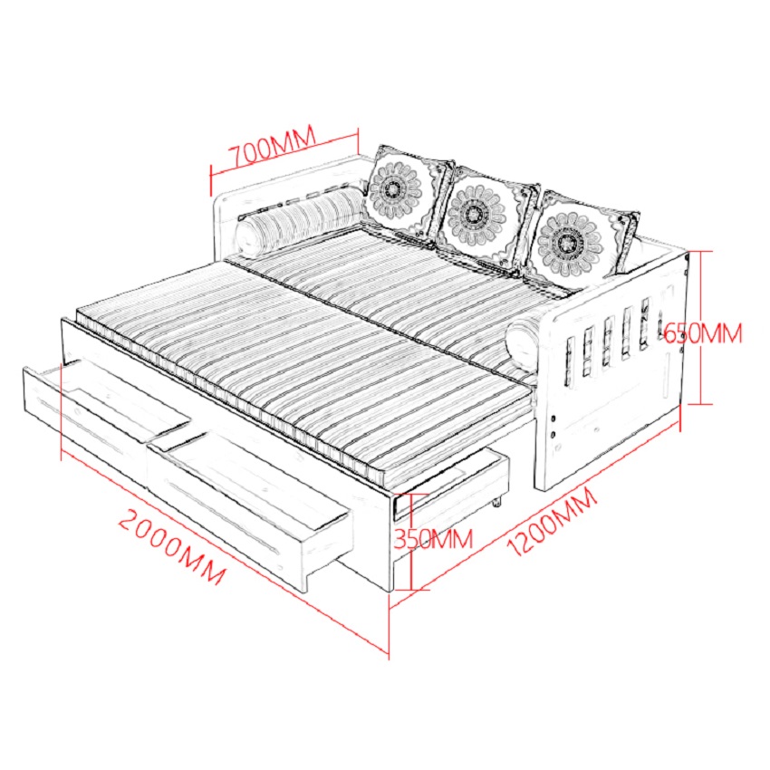 Ghế Sofa Kiêm Giường Ngủ Thông Minh Cao Cấp Fullbox Đệm Gối