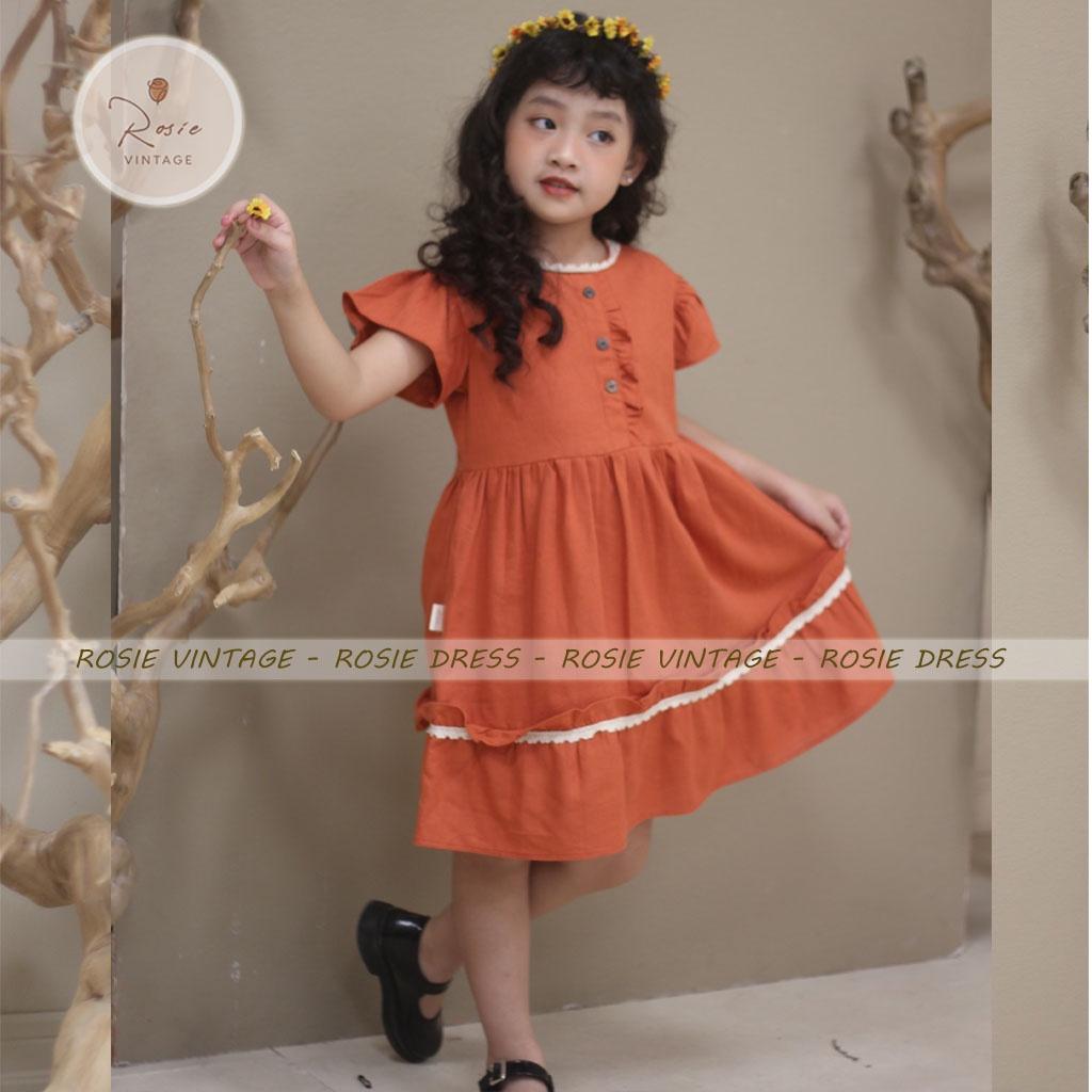 Váy cánh tiên V21, chất vải Linen 100% tự nhiên, mềm mát, mặc thấm hút mồ hôi cho bé gái từ 9 - 36kg