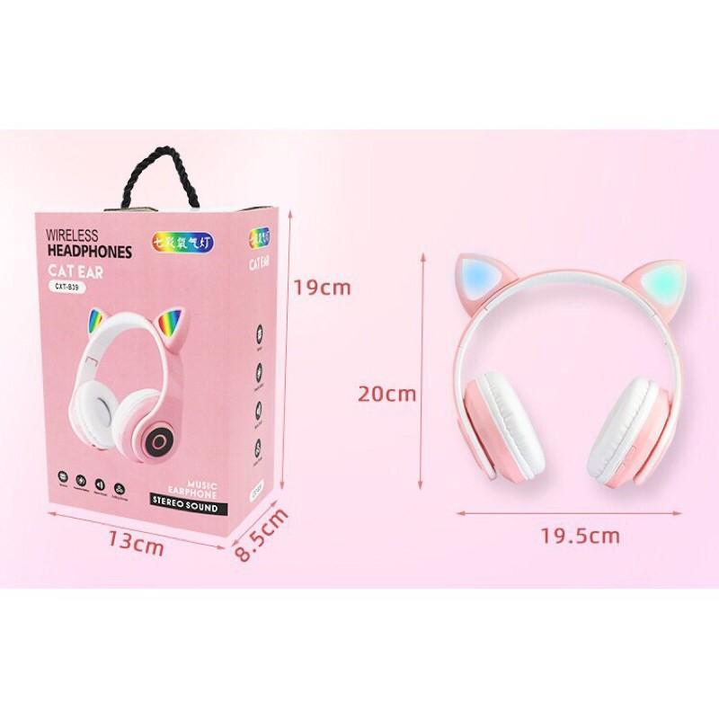 Tai Nghe Mèo Headphone Chụp Tai Bluetooth 5.0 P47M Không Dây Hình Tai Mèo Dễ Thương Giá Rẻ Siêu Cute 2021