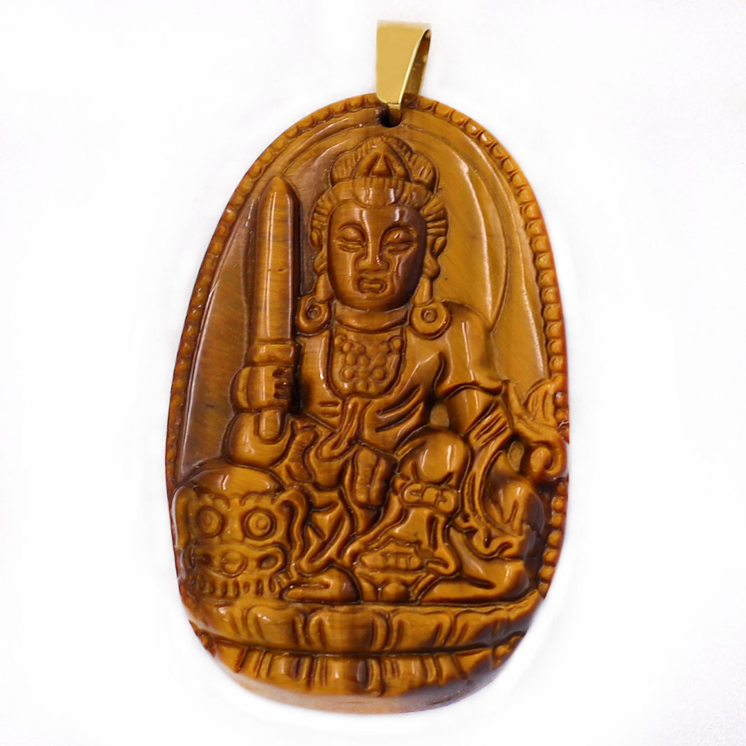 Mặt Phật Văn Thù Bồ Tát Đá Mắt Hổ 3.8Cm