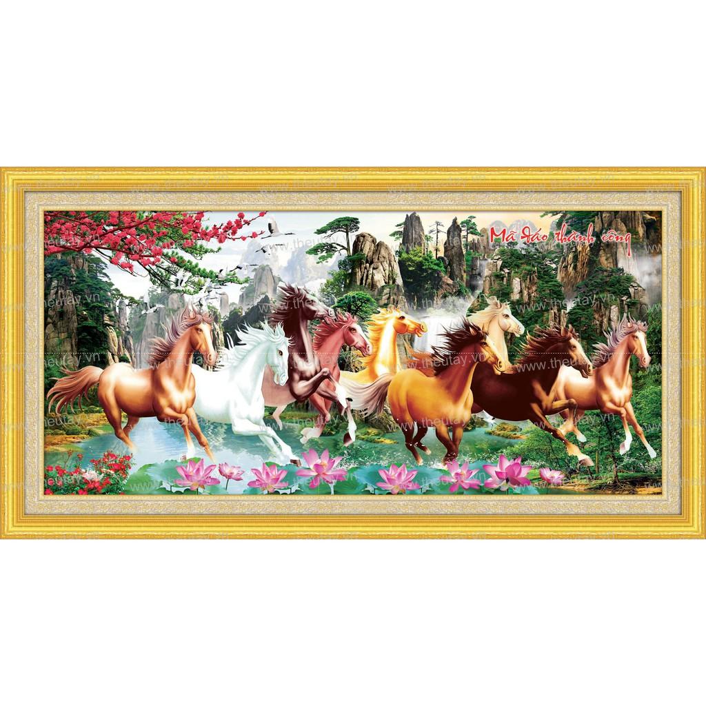 Tranh Đính Đá MÃ ĐÁO THÀNH CÔNG . Kích Thước: 1m2 x 60cm