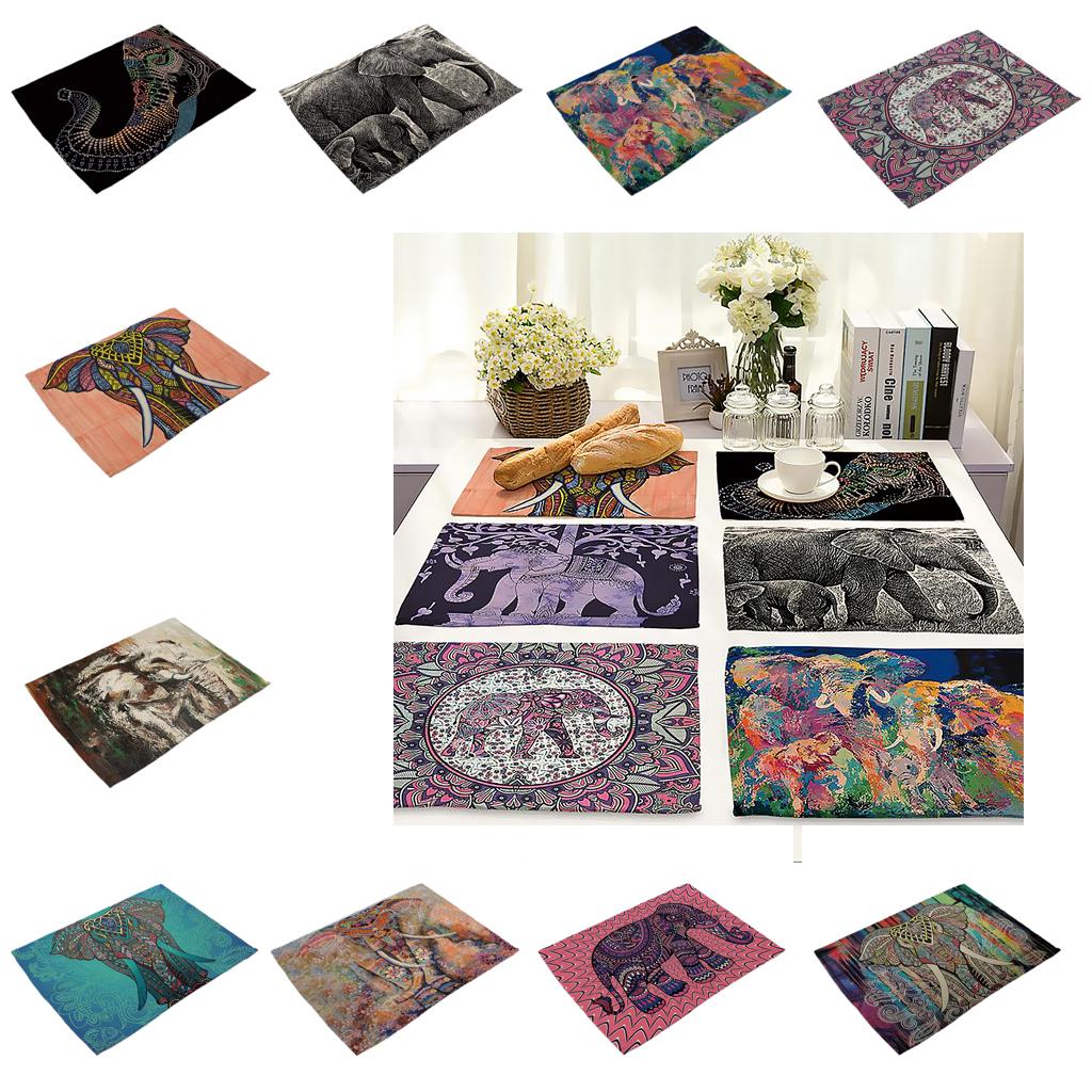 Heat-resistant Placemats Washable Elephant Theme Table Mats Placemats #1