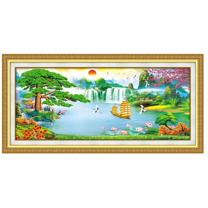 Tranh Đính Đá THUẬN BUỒM XUÔI GIÓ (ĐÁ ABC CAO CẤP). Kích Thước: 1m8 x 80cm