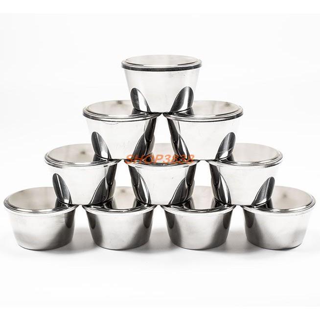 Combo 20 Khuôn Làm Bánh Flan Có Nắp Inox 304 Tặng 40 Khuôn Nhựa