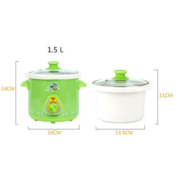 Nồi điện hầm cháo, sườn, kho cá, Nồi nấu cháo chậm cho bé 1.5l tiện lợi đa năng