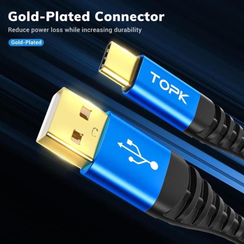 Cáp Sạc Micro TOPK AN42 Micro USB Dây Bện Sợi Nylon Dài 1m