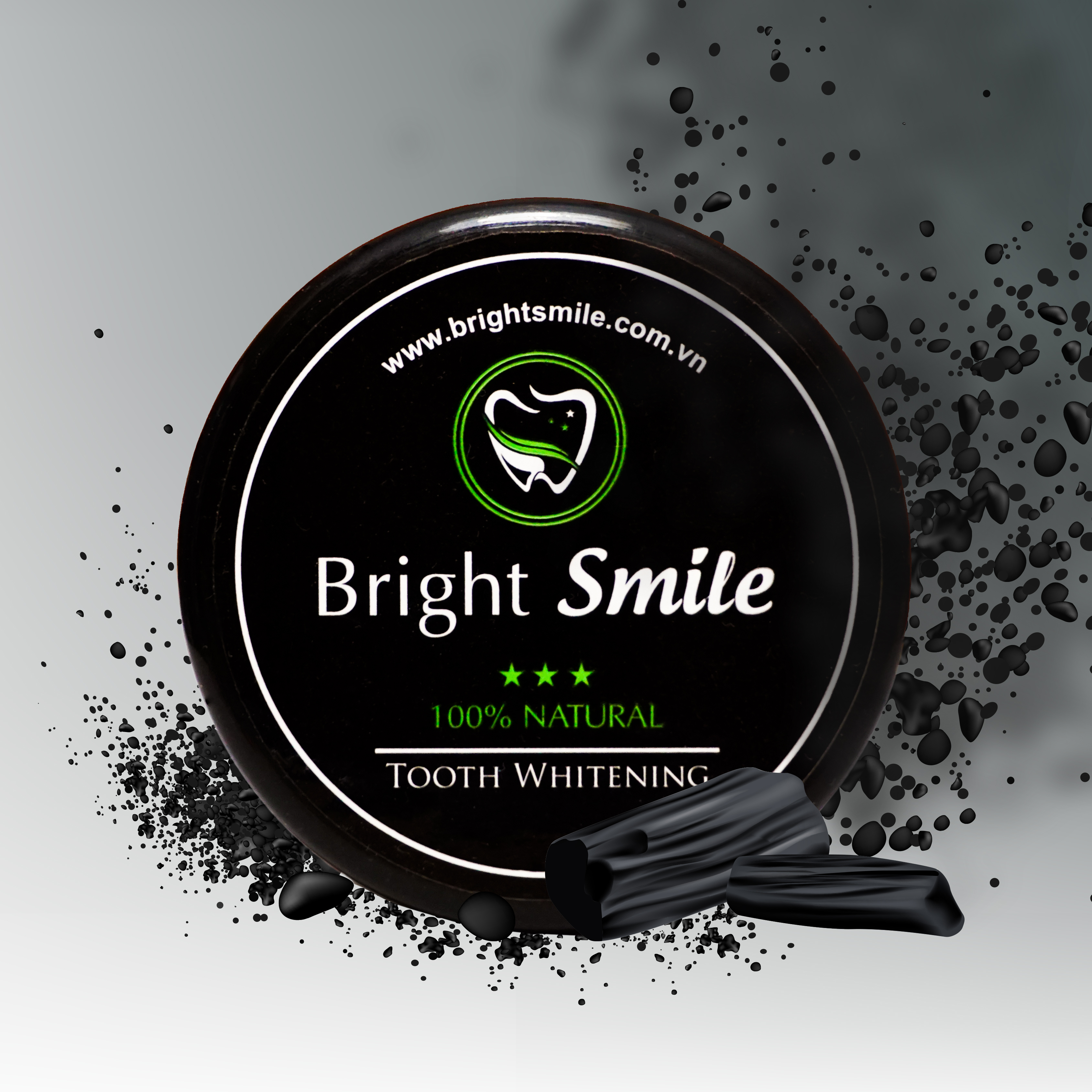 Combo 2 hộp Bột tẩy trắng răng than tre hoạt tính Bright Smile Hũ lớn 100g - Tẩy sạch các vết ố vàng, chắc khỏe răng, hơi thở thơm mát