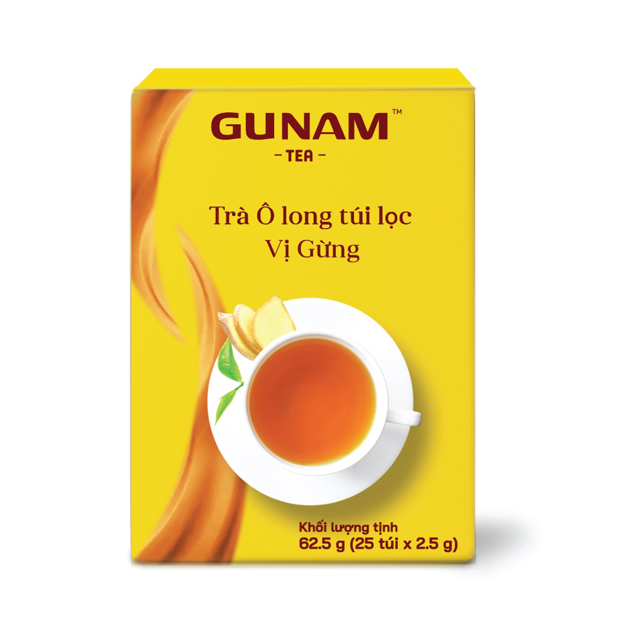 Combo 2 hộp trà Olong túi lọc GUNAM vị gừng (hộp 25 gói x 2,5g)